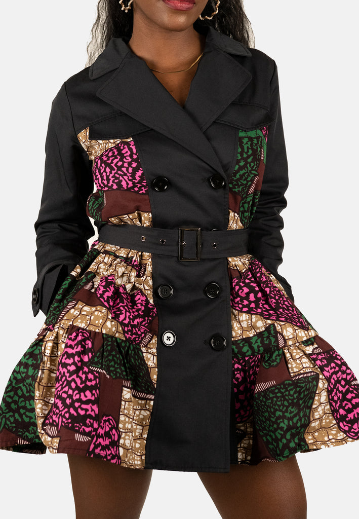 mini trench coat dress Mini Trench Dress Coat Black – brownskinch