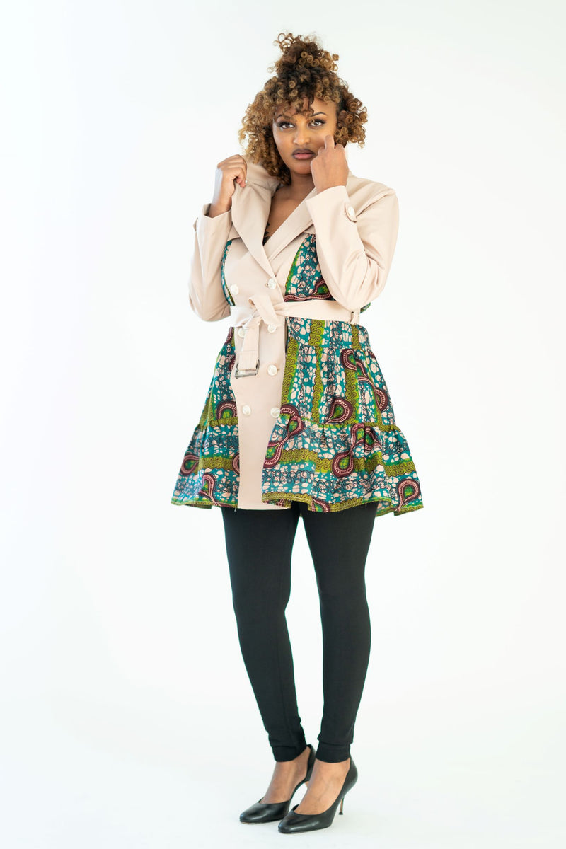 Mini Trench Dress Coat Beige