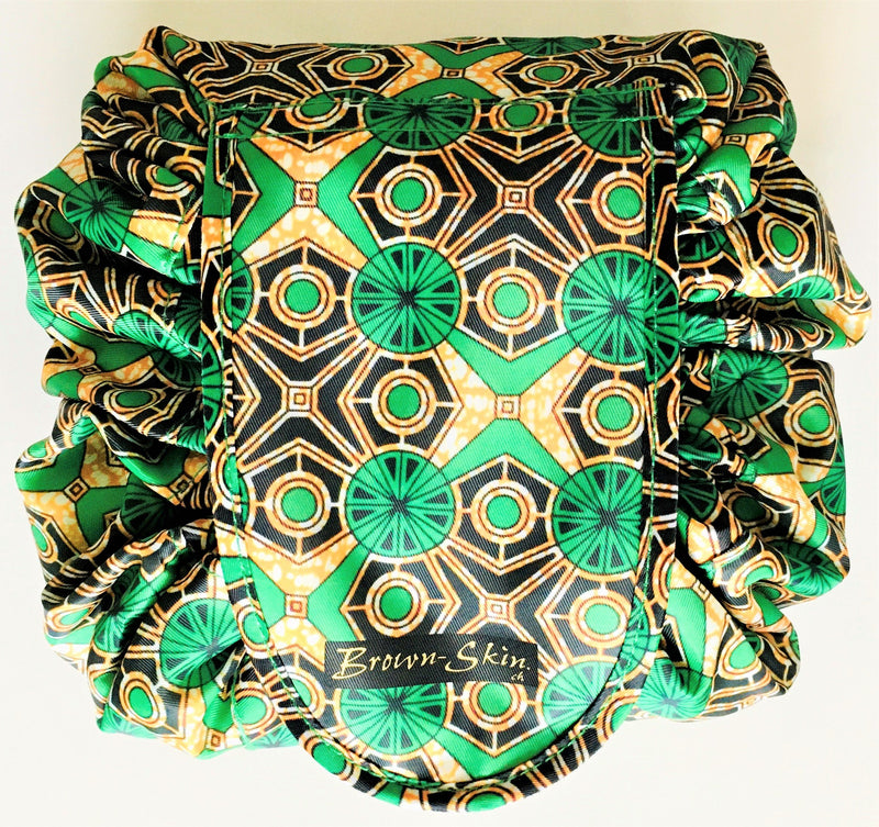 Wax-Print Drawstring Cosmetic Bag