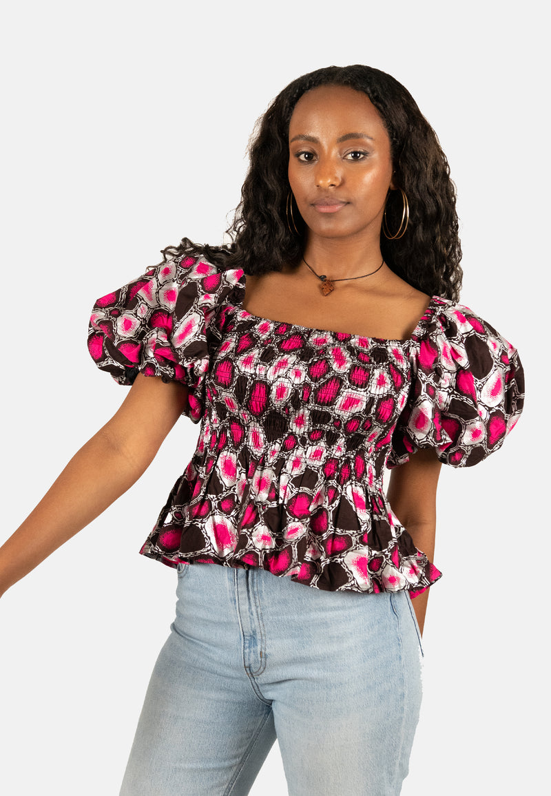Smocked Top Magenta